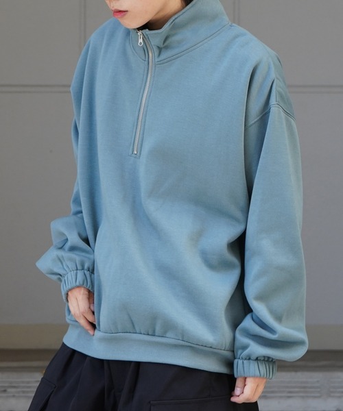 Confirm（コンファーム）の「裾リブ ボリュームシルエット ビッグシルエット 裏起毛ハーフジッププルオーバースウェット カットソー ユニセックス 【Confirm】（スウェット・メンズ・杢グレー/チャコールグレー/ミント・M/L）」の20枚目の写真