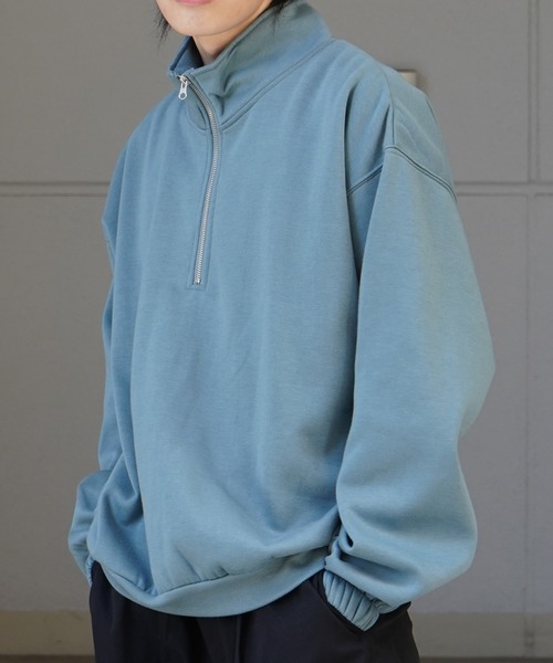 Confirm（コンファーム）の「裾リブ ボリュームシルエット ビッグシルエット 裏起毛ハーフジッププルオーバースウェット カットソー ユニセックス 【Confirm】（スウェット・メンズ・杢グレー/チャコールグレー/ミント・M/L）」の21枚目の写真