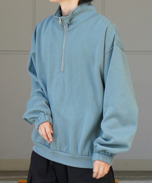 Confirm（コンファーム）の「裾リブ ボリュームシルエット ビッグシルエット 裏起毛ハーフジッププルオーバースウェット カットソー ユニセックス 【Confirm】（スウェット・メンズ・杢グレー/チャコールグレー/ミント・M/L）」の22枚目の写真
