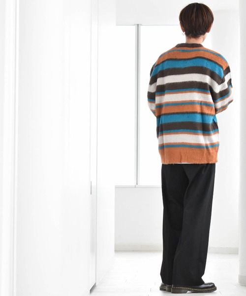 【セール】シャギー加工マルチボーダークルーネックニット（ニット/セーター）｜Ritzy（リッツィー）