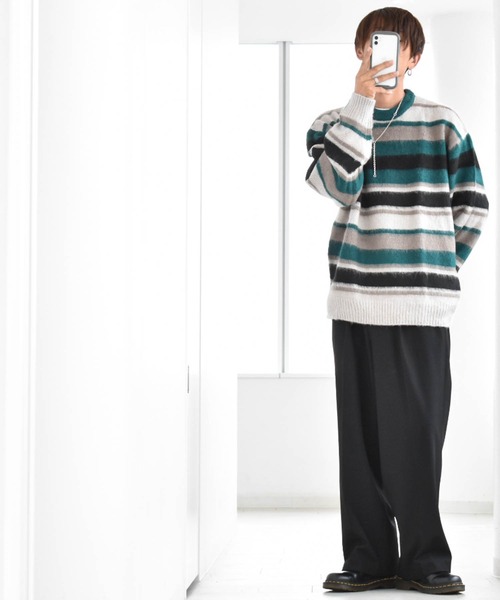 【セール】シャギー加工マルチボーダークルーネックニット（ニット/セーター）｜Ritzy（リッツィー）