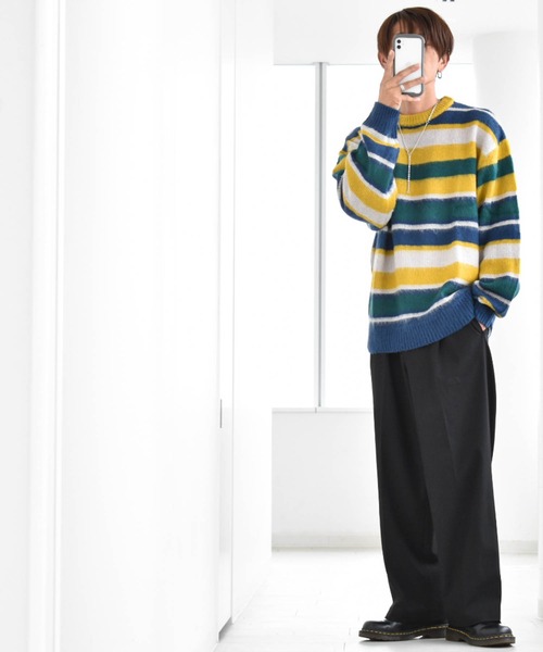 【セール】シャギー加工マルチボーダークルーネックニット（ニット/セーター）｜Ritzy（リッツィー）