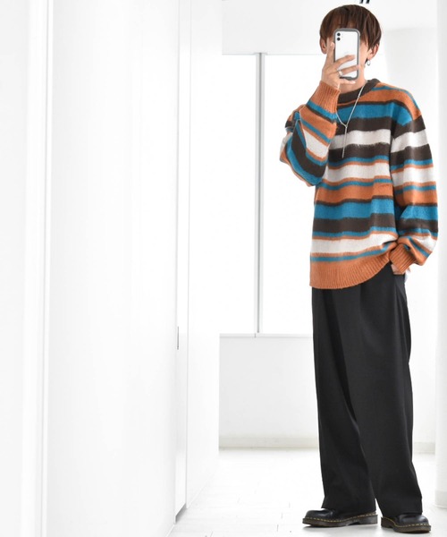 【セール】シャギー加工マルチボーダークルーネックニット（ニット/セーター）｜Ritzy（リッツィー）