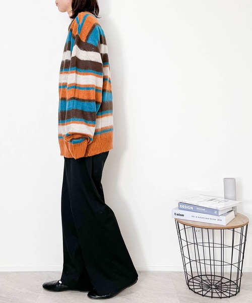 【セール】シャギー加工マルチボーダークルーネックニット（ニット/セーター）｜Ritzy（リッツィー）