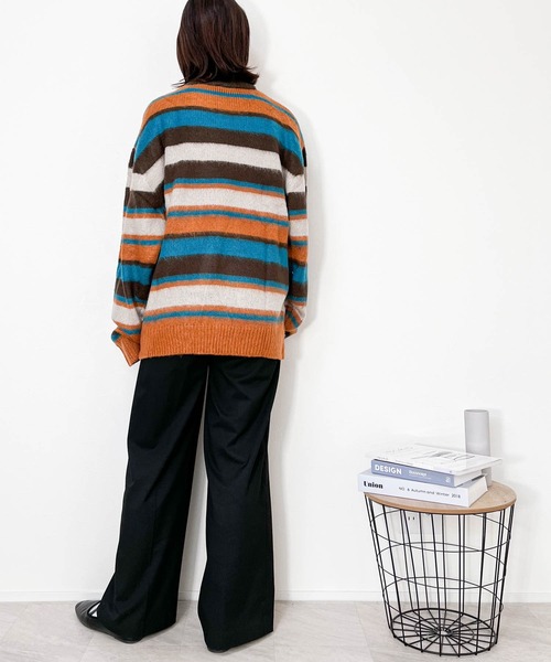 【セール】シャギー加工マルチボーダークルーネックニット（ニット/セーター）｜Ritzy（リッツィー）