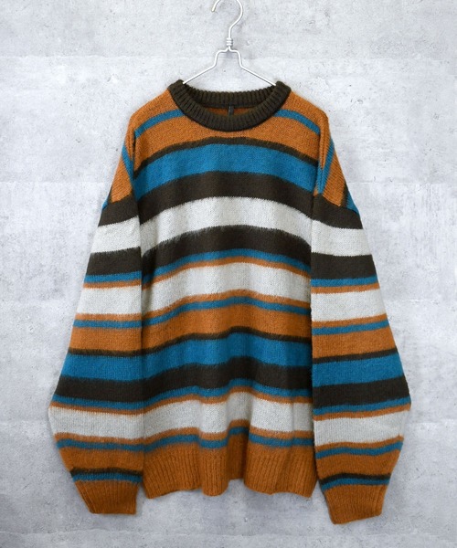 【セール】シャギー加工マルチボーダークルーネックニット（ニット/セーター）｜Ritzy（リッツィー）