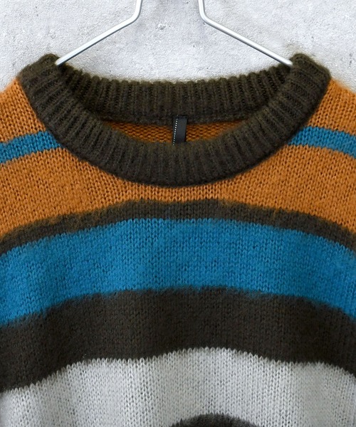 【セール】シャギー加工マルチボーダークルーネックニット（ニット/セーター）｜Ritzy（リッツィー）