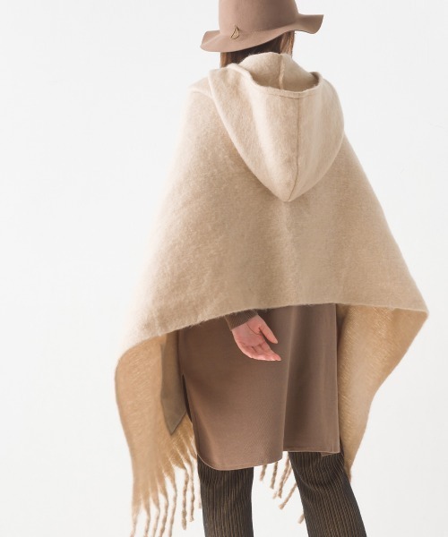 OMNES（オムネス）の「起毛フード付き大判フリンジストール（ストール/ショール・レディース・ブルー/ブラウン/イエロー/ブラック/パープル/ベージュ・FREE）」の21枚目の写真