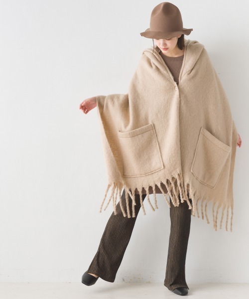 OMNES（オムネス）の「起毛フード付き大判フリンジストール（ストール/ショール・レディース・ブルー/ブラウン/イエロー/ブラック/パープル/ベージュ・FREE）」の22枚目の写真