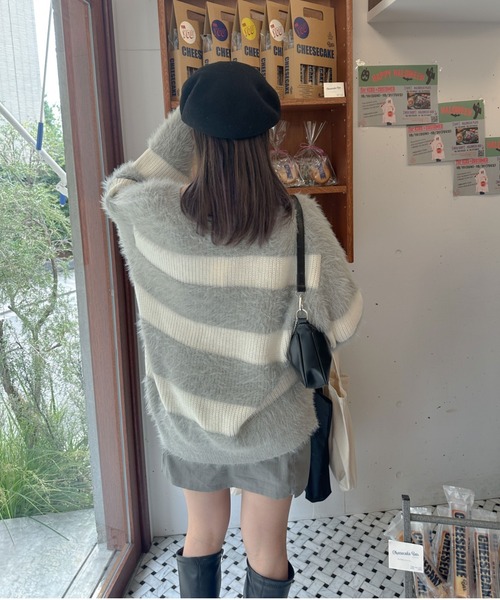 Ambre Neige（アンブルネージュ）の「ボーダーシャギーニット/【WEB/EC限定商品】（ニット/セーター・レディース・ライトグレー/サックスブルー/ベビーピンク・FREE）」の15枚目の写真