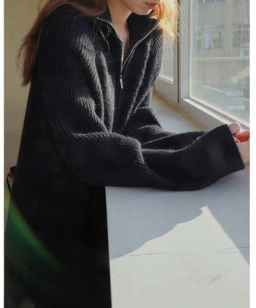 Jayro(ジャイロ)の「ハーフジップニットワンピース(ワンピース・レディース・ピンク/キナリ/グレー/ブラック・FREE)」の3枚目の写真