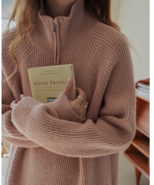 Jayro(ジャイロ)の「ハーフジップニットワンピース(ワンピース・レディース・ピンク/キナリ/グレー/ブラック・FREE)」の8枚目の写真