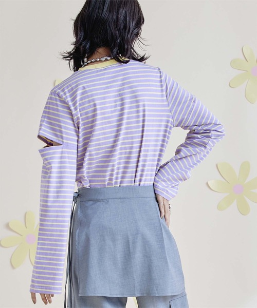 新品 多部未華子着用 miette ボーダー ロンT ミエット 未使用 多部未華子着用 miette ボーダーT 対岸の家事 パープル