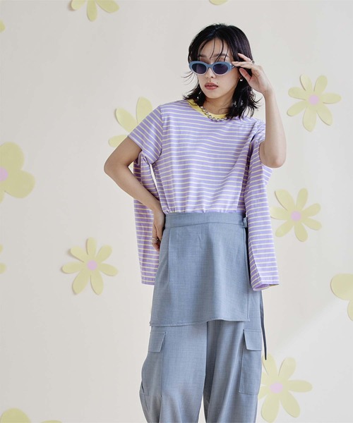新品 多部未華子着用 miette ボーダー ロンT ミエット 未使用 多部未華子着用 miette ボーダーT 対岸の家事 パープル