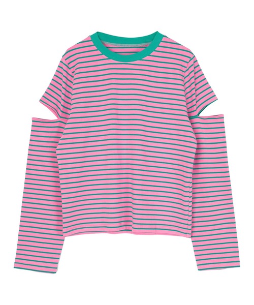 miette（ミエット）の「スリットスリーブボーダーロンT（Tシャツ