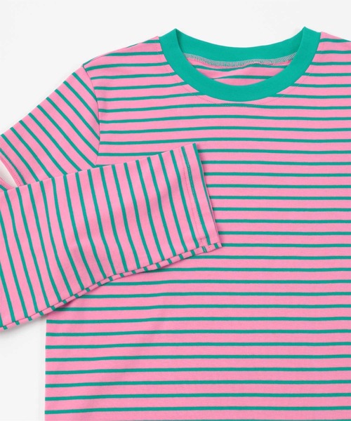 miette（ミエット）の「スリットスリーブボーダーロンT（Tシャツ