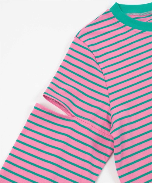 miette（ミエット）の「スリットスリーブボーダーロンT（Tシャツ