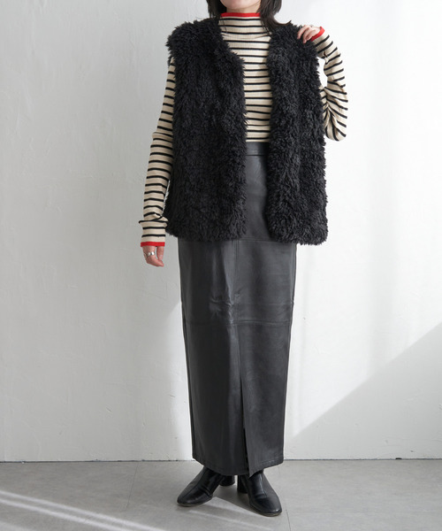 VENCEEXCHANGE（ヴァンスエクスチェンジ）の「ボリュームフェイクファーベスト（ベスト・レディース・ベージュ/ブラック/ブラウン/オフホワイト/ピンク系・M）」の21枚目の写真