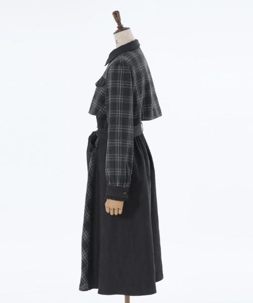 axes femme（アクシーズファム）の「起毛チェックバイカラーワンピース（ワンピース・レディース・ネイビー/ブラウン/ブラック・FREE）」の6枚目の写真