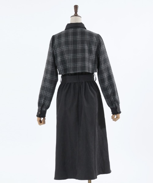 axes femme（アクシーズファム）の「起毛チェックバイカラーワンピース（ワンピース・レディース・ネイビー/ブラウン/ブラック・FREE）」の7枚目の写真