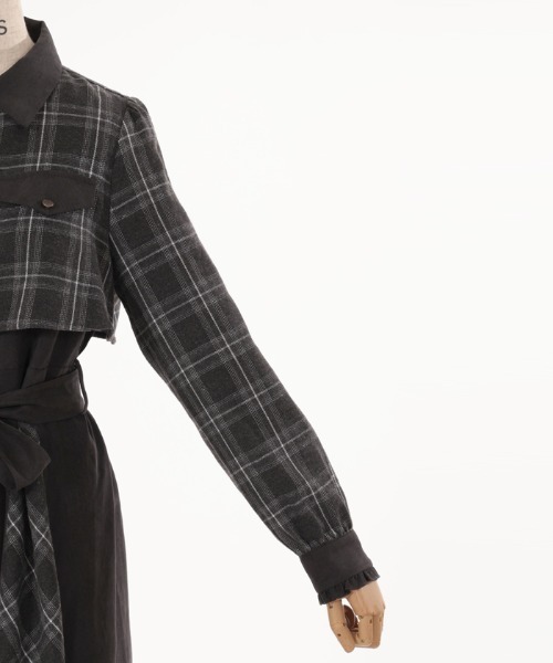 axes femme（アクシーズファム）の「起毛チェックバイカラーワンピース（ワンピース・レディース・ネイビー/ブラウン/ブラック・FREE）」の10枚目の写真