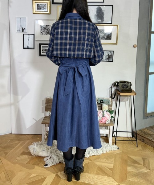 axes femme（アクシーズファム）の「起毛チェックバイカラーワンピース（ワンピース・レディース・ネイビー/ブラウン/ブラック・FREE）」の15枚目の写真