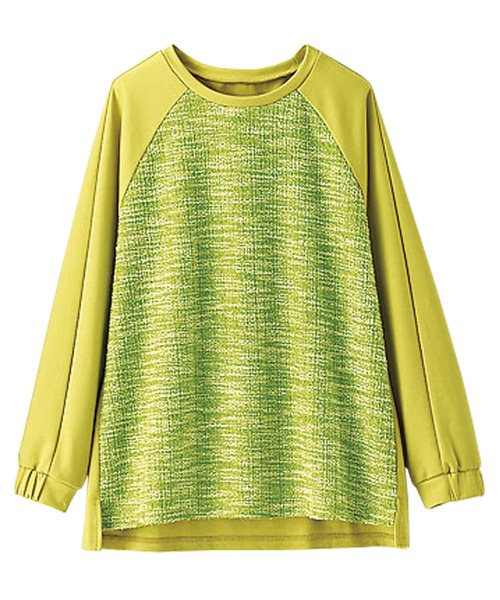 BELLUNA PLUS(ベルーナ)の「ツイード調切替デザインプルオーバー(Tシャツ/カットソー・レディース・イエロー系/ネイビー系/ブラック系・MEDIUM/LARGE/X-LARGE)」の6枚目の写真