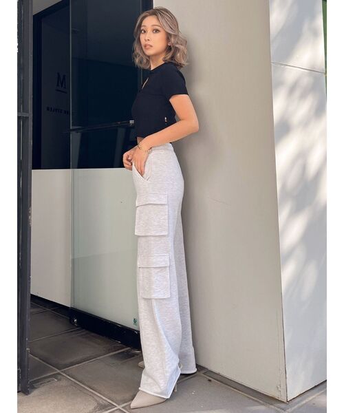 GYDA（ジェイダ）の「スウェットカーゴワイドパンツ（カーゴパンツ・レディース・ライトグレー/ブラック・FREE）」の10枚目の写真
