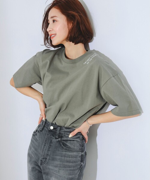 B:MING by BEAMS(ビーミングバイビームス)の「B:MING by BEAMS / ロゴ刺繍 Tシャツ(Tシャツ/カットソー・レディース・オリーブ/オフホワイト/パープル/ネイビー・ONE SIZE)」の15枚目の写真