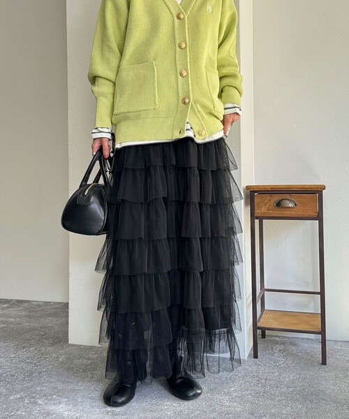 fredy emue(フレディエミュ)の「チュールティアードスカート(スカート・レディース・アイボリー/ブラック・38)」の6枚目の写真