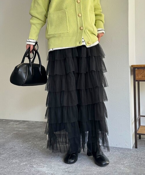 fredy emue(フレディエミュ)の「チュールティアードスカート(スカート・レディース・アイボリー/ブラック・38)」の7枚目の写真