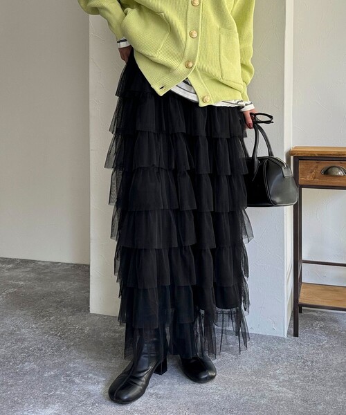fredy emue(フレディエミュ)の「チュールティアードスカート(スカート・レディース・アイボリー/ブラック・38)」の8枚目の写真
