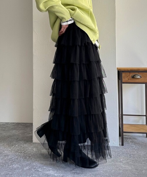 fredy emue(フレディエミュ)の「チュールティアードスカート(スカート・レディース・アイボリー/ブラック・38)」の9枚目の写真