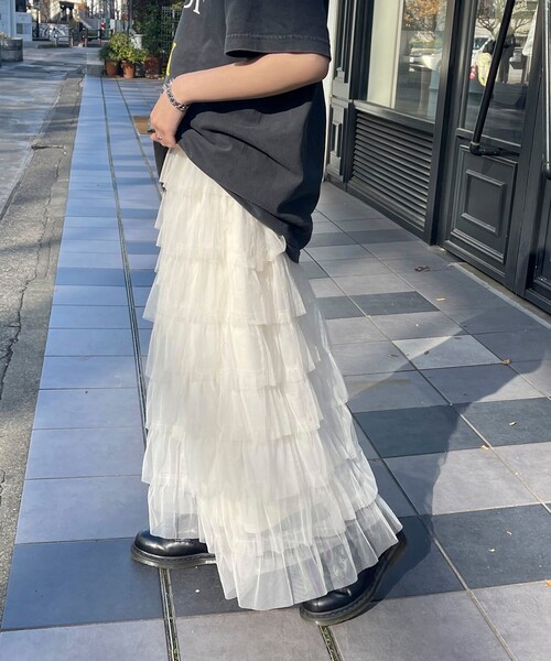 fredy emue(フレディエミュ)の「チュールティアードスカート(スカート・レディース・アイボリー/ブラック・38)」の15枚目の写真