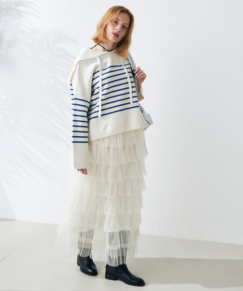 fredy emue(フレディエミュ)の「チュールティアードスカート(スカート・レディース・アイボリー/ブラック・38)」の18枚目の写真