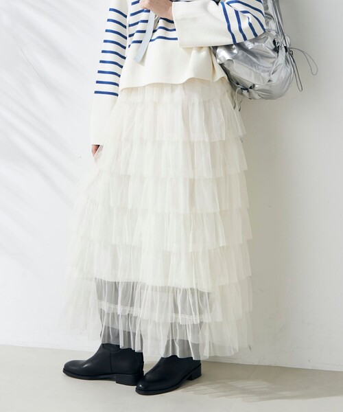 fredy emue(フレディエミュ)の「チュールティアードスカート(スカート・レディース・アイボリー/ブラック・38)」の20枚目の写真