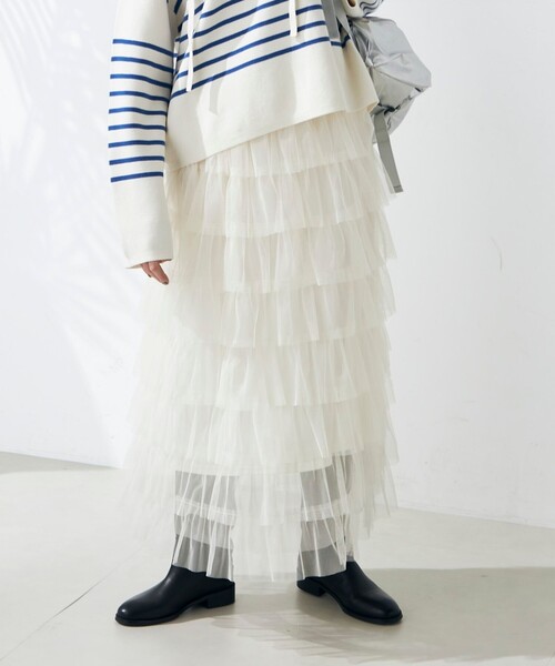 fredy emue(フレディエミュ)の「チュールティアードスカート(スカート・レディース・アイボリー/ブラック・38)」の21枚目の写真