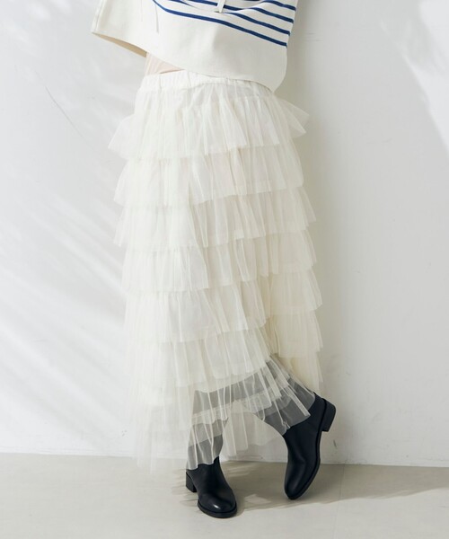 fredy emue(フレディエミュ)の「チュールティアードスカート(スカート・レディース・アイボリー/ブラック・38)」の22枚目の写真