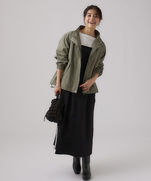 SHOO・LA・RUE（シューラルー）の「◆【撥水】スタンドカラーブルゾン（ブルゾン・レディース・ダークグレー/カーキ/ベージュ・02/04/03）」の7枚目の写真