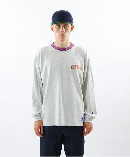Champion(チャンピオン)の「【Champion/チャンピオン】メンズ アクションスタイル ロングスリーブTシャツ(Tシャツ/カットソー・メンズ・オートミール/ネイビー/ロイヤルブルー/ブラック・X-LARGE/LARGE/MEDIUM/SMALL)」の8枚目の写真