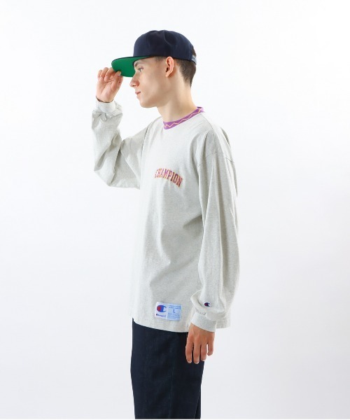 Champion(チャンピオン)の「【Champion/チャンピオン】メンズ アクションスタイル ロングスリーブTシャツ(Tシャツ/カットソー・メンズ・オートミール/ネイビー/ロイヤルブルー/ブラック・X-LARGE/LARGE/MEDIUM/SMALL)」の9枚目の写真