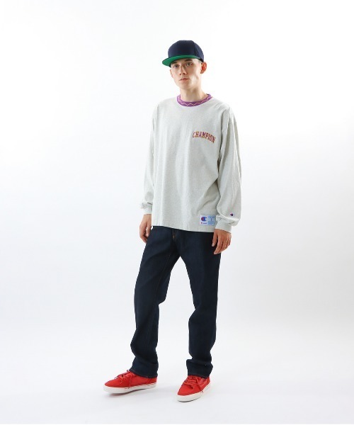 Champion(チャンピオン)の「【Champion/チャンピオン】メンズ アクションスタイル ロングスリーブTシャツ(Tシャツ/カットソー・メンズ・オートミール/ネイビー/ロイヤルブルー/ブラック・X-LARGE/LARGE/MEDIUM/SMALL)」の12枚目の写真
