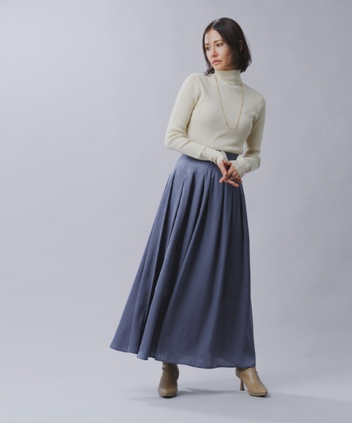 RASW（ラス）の「[RASW]サテンタックフレアスカート（スカート・レディース・ブラック/ライトインディゴブルー・S/M/L）」の22枚目の写真