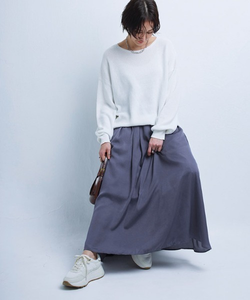 RASW（ラス）の「[RASW]サテンタックフレアスカート（スカート・レディース・ブラック/ライトインディゴブルー・S/M/L）」の18枚目の写真