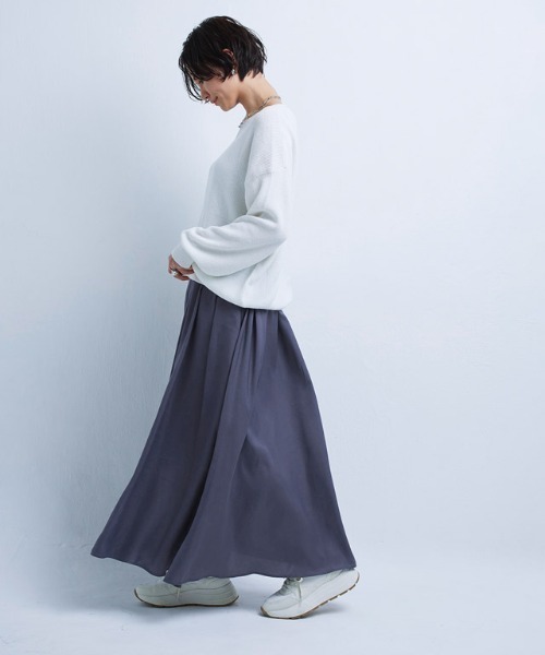 RASW（ラス）の「[RASW]サテンタックフレアスカート（スカート・レディース・ブラック/ライトインディゴブルー・S/M/L）」の19枚目の写真