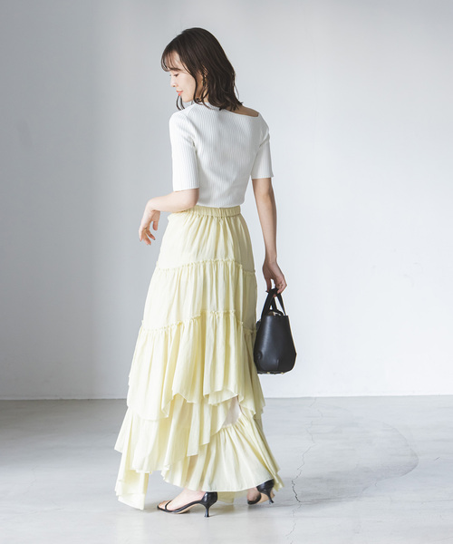 Noble（ノーブル）の「アシンメトリータイトニット（ニット/セーター・レディース・ブラック/マルチ/ホワイト・FREE）」の22枚目の写真