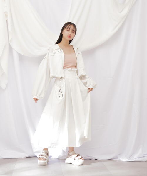 JILL by JILL STUART（ジルバイジルスチュアート）の「◇ロゴ入りナイロンショート丈ジャケット（ブルゾン・レディース・ネイビー/ホワイト・SMALL/MEDIUM）」の10枚目の写真