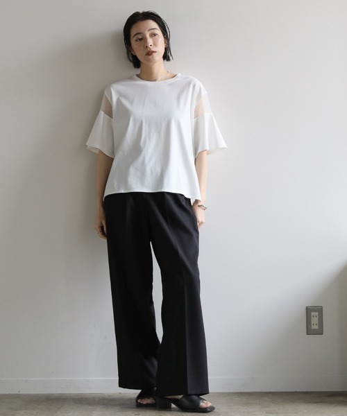 select MOCA(セレクトモカ)の「袖切替シアーフレアスリーブトップス(Tシャツ/カットソー・レディース・グレイッシュベージュ/ブラック/スミクロ/ネイビー/オフホワイト・FREE)」の19枚目の写真