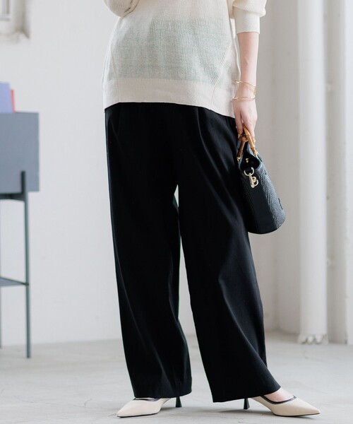 【セール】【洗える】リネンレーヨンストレッチ ドロスト パンツ（その他パンツ）｜23区（ニジュウサンク）