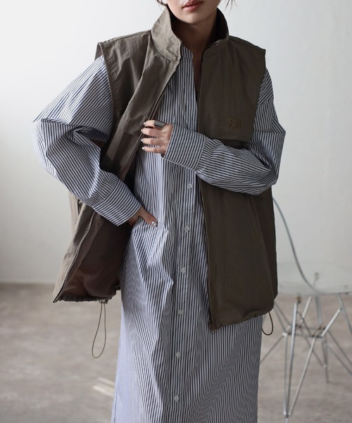 Bonjour Sagan(ボンジュールサガン)の「BMロゴ刺繍ナイロンベスト(ベスト・レディース・モカ/ブラック/ライトベージュ・FREE)」の10枚目の写真